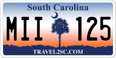 SC license plate MII125