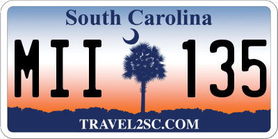 SC license plate MII135