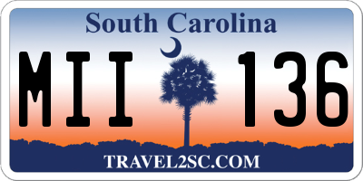 SC license plate MII136