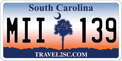 SC license plate MII139