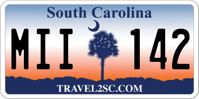 SC license plate MII142