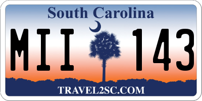 SC license plate MII143