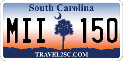 SC license plate MII150