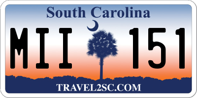 SC license plate MII151