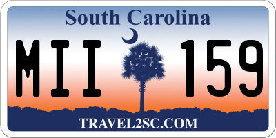 SC license plate MII159