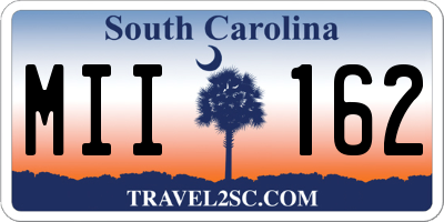SC license plate MII162