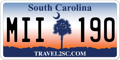 SC license plate MII190