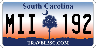 SC license plate MII192