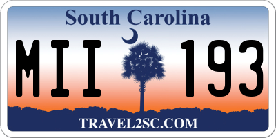 SC license plate MII193