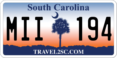 SC license plate MII194