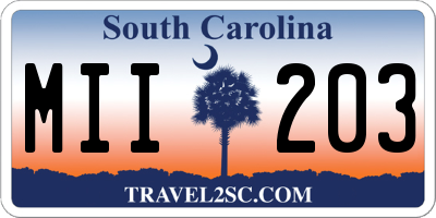 SC license plate MII203