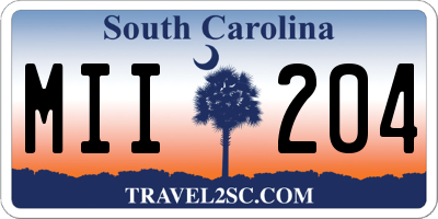 SC license plate MII204