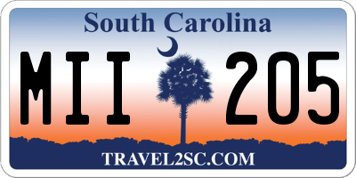 SC license plate MII205