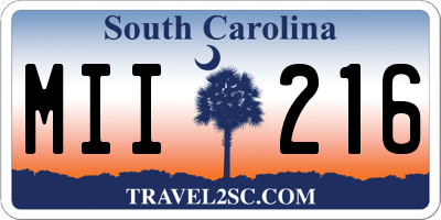 SC license plate MII216