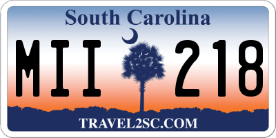 SC license plate MII218