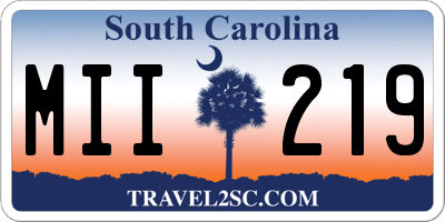SC license plate MII219