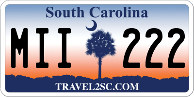 SC license plate MII222
