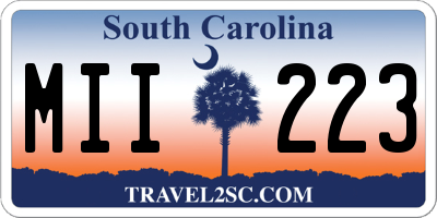 SC license plate MII223