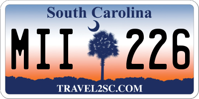 SC license plate MII226