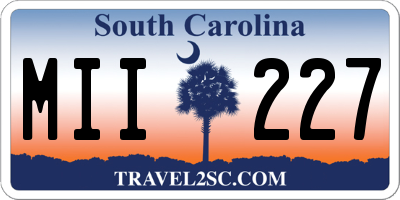 SC license plate MII227