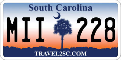 SC license plate MII228