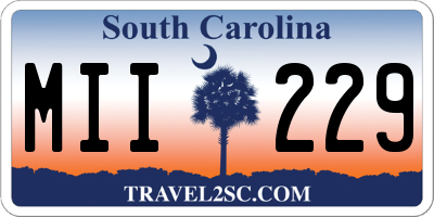 SC license plate MII229