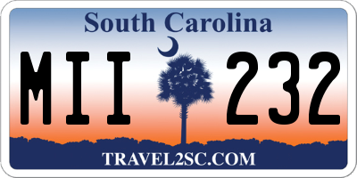 SC license plate MII232