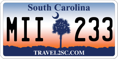 SC license plate MII233