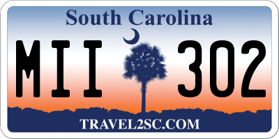 SC license plate MII302
