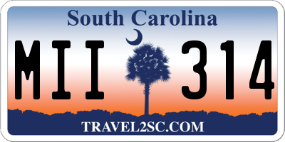 SC license plate MII314