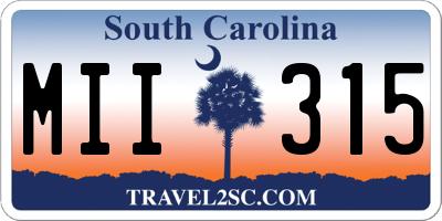 SC license plate MII315