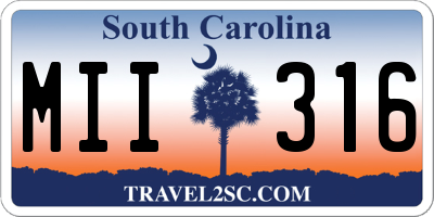 SC license plate MII316