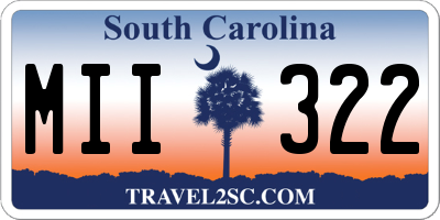SC license plate MII322
