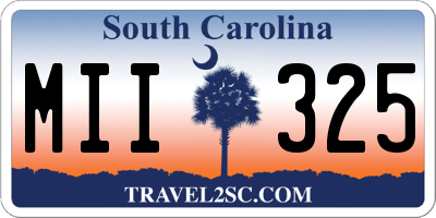 SC license plate MII325