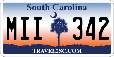 SC license plate MII342