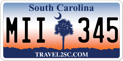 SC license plate MII345