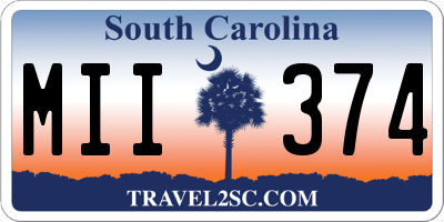 SC license plate MII374