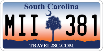 SC license plate MII381