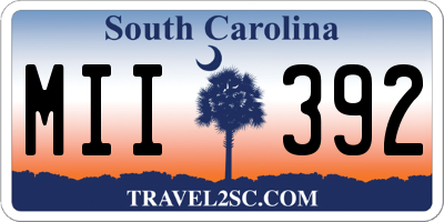SC license plate MII392