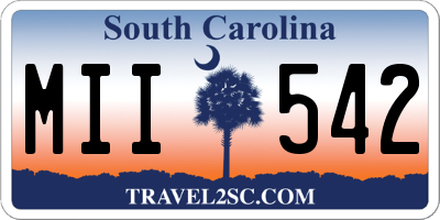 SC license plate MII542