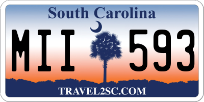 SC license plate MII593