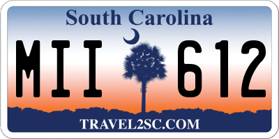 SC license plate MII612