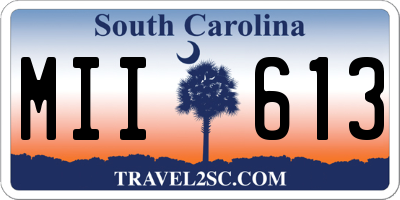 SC license plate MII613