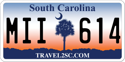 SC license plate MII614