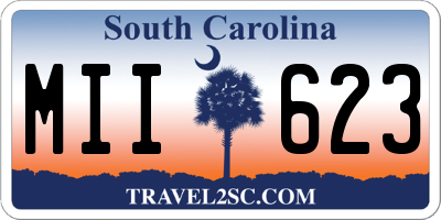 SC license plate MII623