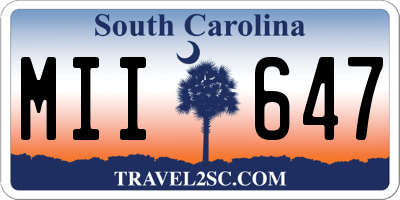 SC license plate MII647