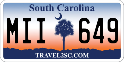 SC license plate MII649