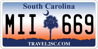 SC license plate MII669