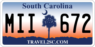 SC license plate MII672