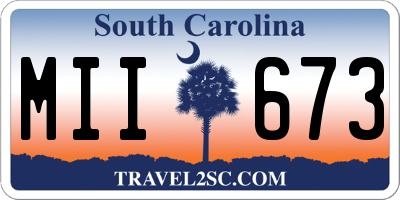 SC license plate MII673